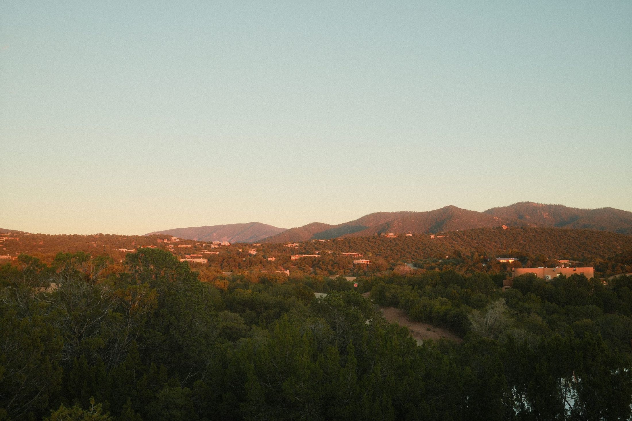 The foothills east of Santa Fe at sunset